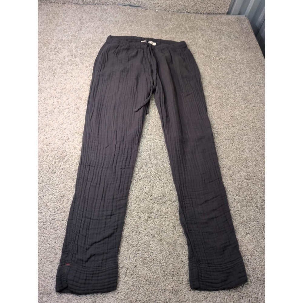 Xirena Cotton Gauze Drawstring Pants Charcoal Gray XS Relaxed Tapered Leg